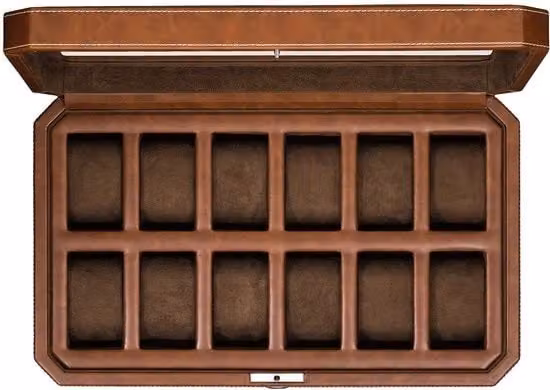Cassa orologio in pelle per uomo - Organizzatore di display per orologi, scatole di conservazione con coperchio in vetro grande (nero/grigio)