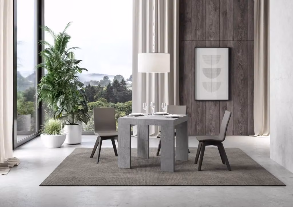 Tavolo Allungabile Roxell Moderno Grigio con Effetto Cemento L/P/H: 90 x 90-246 x 77 cm – 2