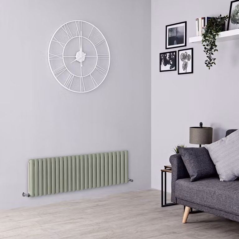 Radiatore di Design Orizzontale  Verde (Sage Leaf Green) -  400mm x 1416mm  - Pannello Doppio  - Revive
