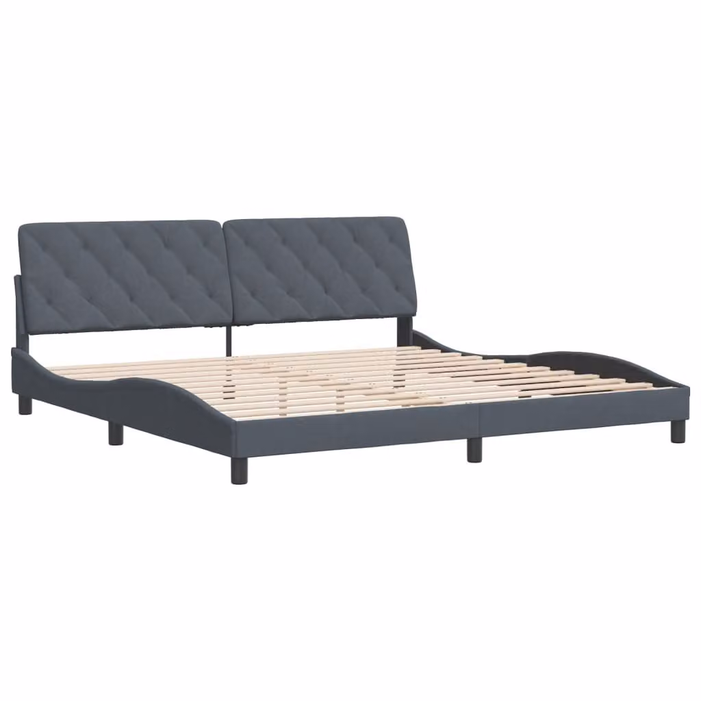 Giroletto senza Materasso Grigio Scuro 200x200 cm Velluto