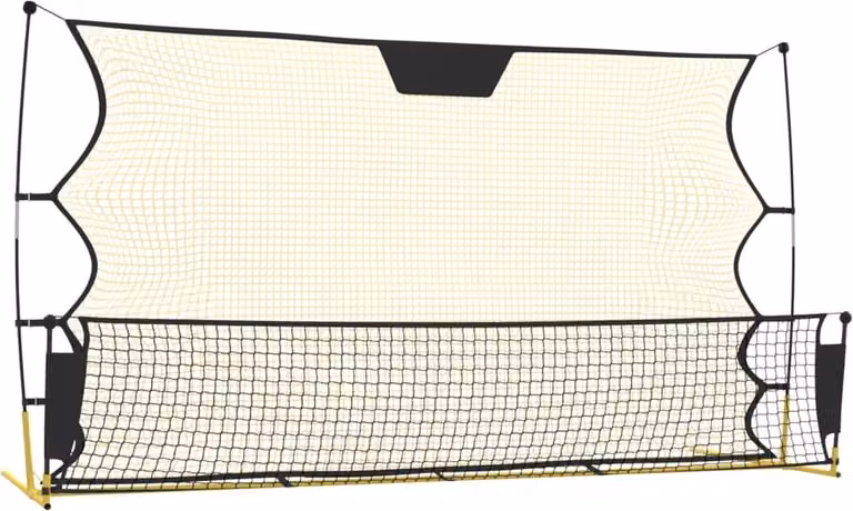 Rete Rimbalzante da Calcio Nera Gialla 183x85x120cm Poliestere