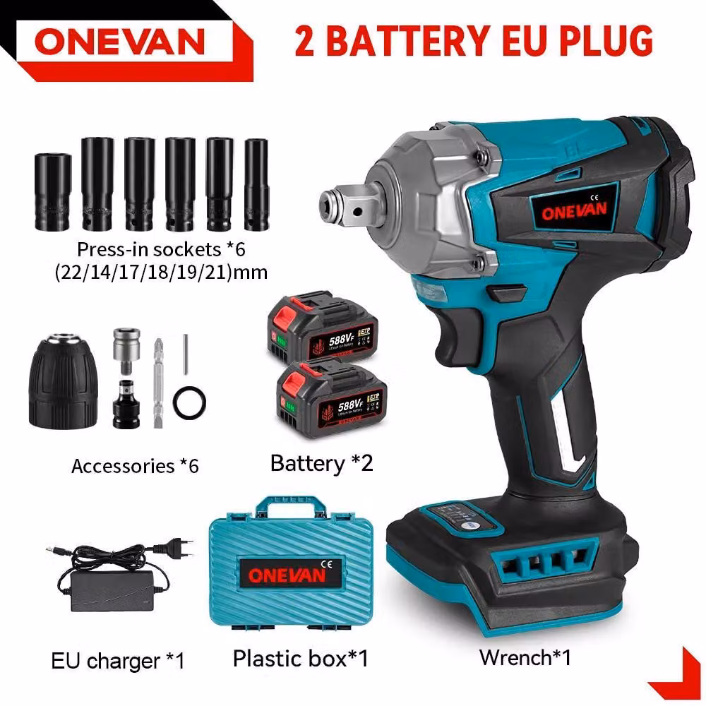 Avvitatore a impatto a batteria - Avvitatore a impatto elettrico - 1200 W, motore brushless, senza fili, 2 batterie incluse, portatile - Verde