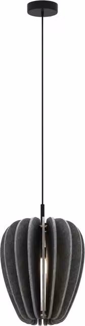 Lampada a sospensione moderna Maytoni in alluminio nero e tessuto grigio, 1 luce E27, diametro: 35 cm