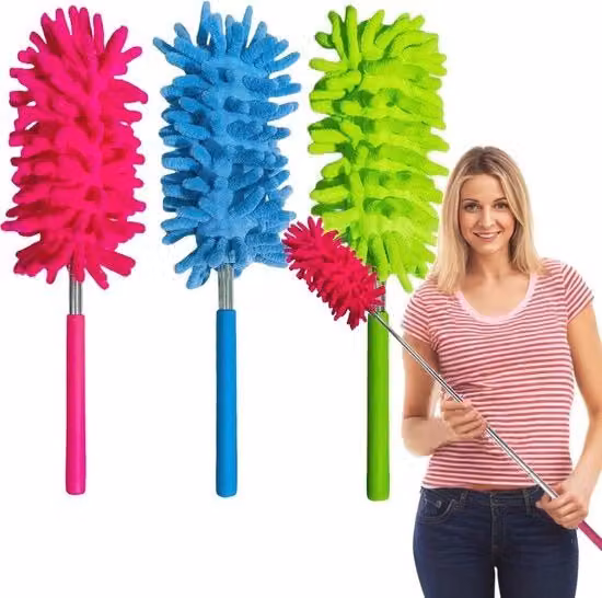 Set di Spazzole Microfibra Intrecciabili con Pennello Telescopico per Piscina - Set da 3 Spazzole per Polvere per la Mano