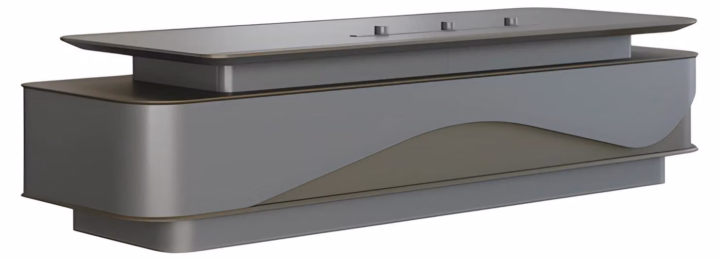 Schreibtisch Chefzimmer Modern Grau Schwarz Stauraum Kabelmanagement Luxus
