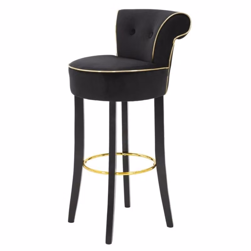 Sgabello Bar Luxy Mauro Ferretti Nero e Oro in Velluto L 46 cm x P 48 cm x H 96 cm – 2