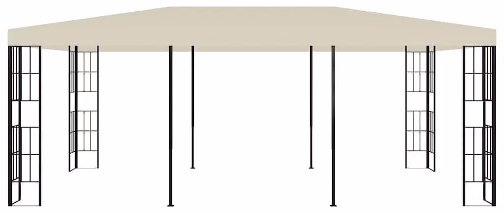 Gazebo da esterno 6 x 3 metri, color crema, con struttura in acciaio e copertura in poliestere. Pergola rettangolare