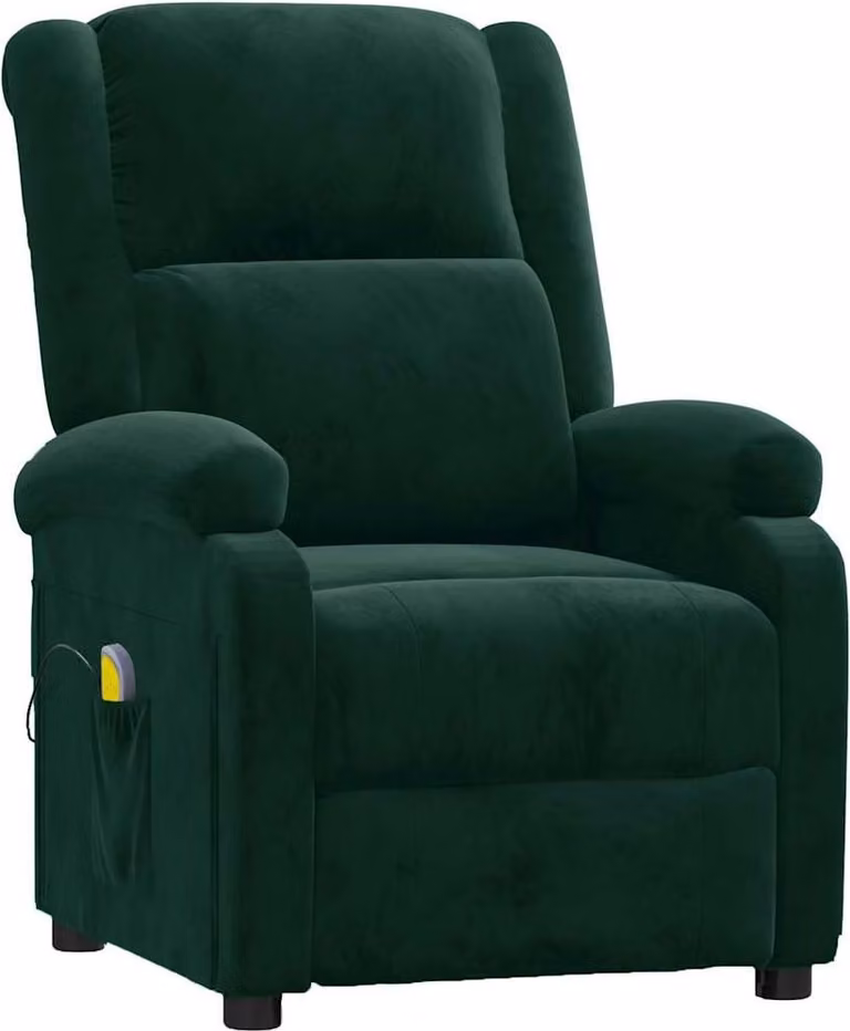vidaXL Sedia da massaggio in velluto verde scuro