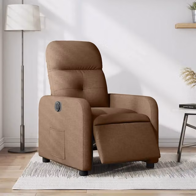 Poltrona Elettrica Reclinabile Marrone in Tessuto 3206781