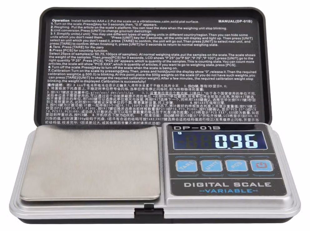 Bilancia digitale portatile mini di alta precisione, dalle dimensioni compatte, ideale per la cucina e per pesare piccoli oggetti, con una capacità di 500 g e una precisione di 0,01 g