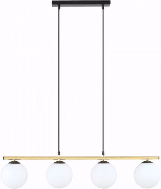 Lampadario Emibig Allora in vetro e metallo con 4xE14, bianco, oro e nero
