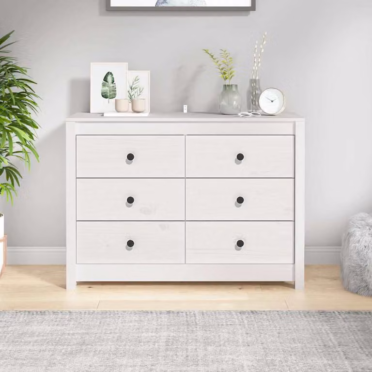vidaXL Armadietto da Parete in Legno di Pino Bianco con Cassetti e Ante L/P/H: 100 x 40 x 72 cm