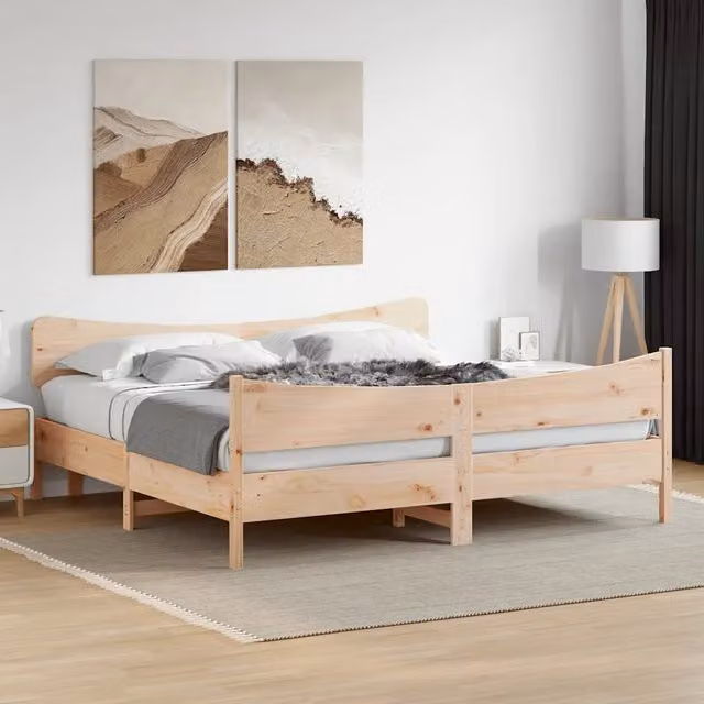 Giroletto senza Materasso-Struttura Letto 200x200 cm in Legno Massello di Pino 440219