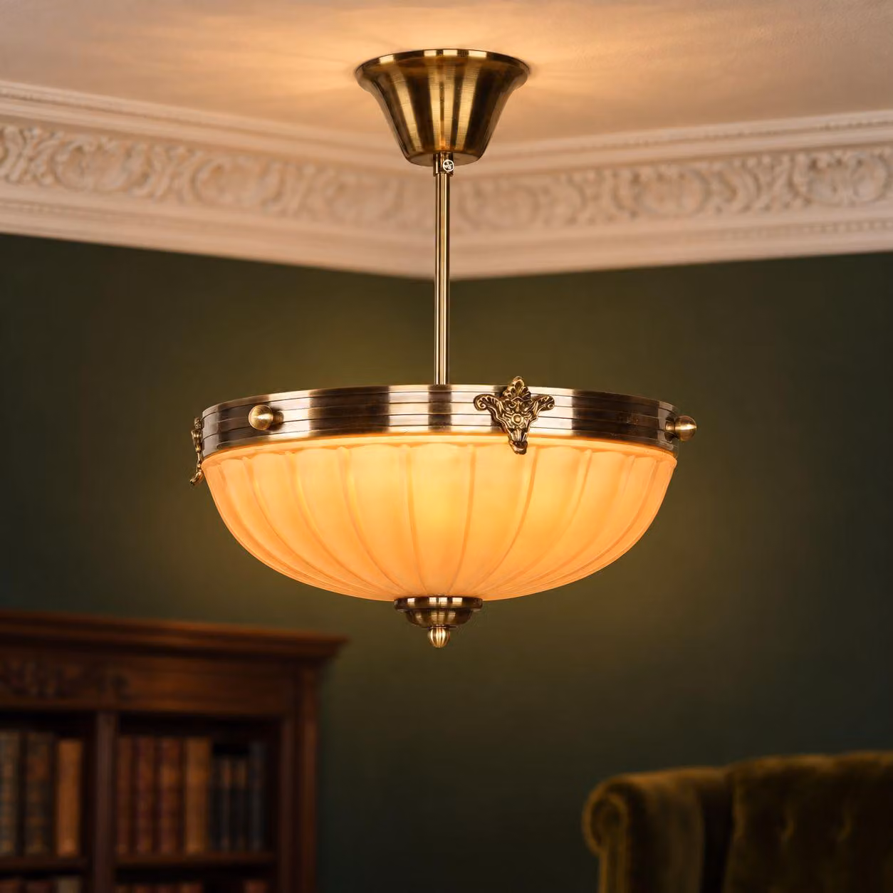 Plafoniera in metallo vetro rotondo Ø 30 cm in bronzo arancione E14 3 luci plafoniera Art Nouveau soggiorno sala da pranzo