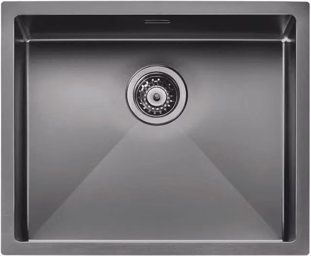 Lavello a una vasca IRIDE MATT F3 in acciaio inox con finitura Gun Metal Opaco, incasso slim, sottotop o filotop, L: 57 cm, P: 45 cm, H: 19 cm