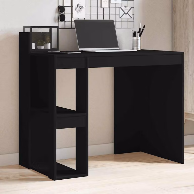 Scrivania da ufficio moderna vidaXL nera in legno composito L: 103,5 cm, P: 56,5 cm, H: 94 cm