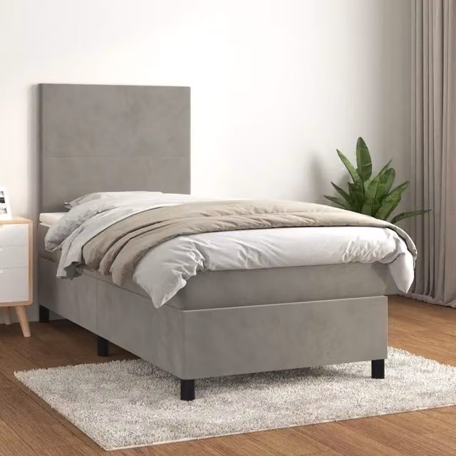 Giroletto a Molle con Materasso-Struttura Letto Grigio Chiaro 80x200 cm Velluto 716254