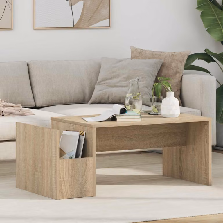 vidaXL Tavolino da salotto moderno in MDF color rovere, L 90 cm x P 45 cm x H 35 cm