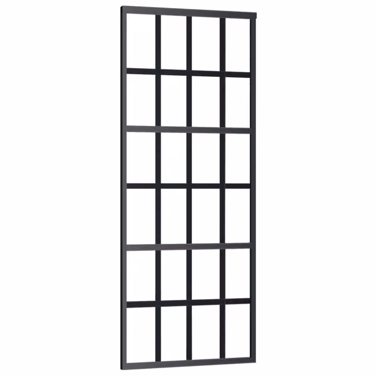 Porta Scorrevole in Vetro ESG e Alluminio 76x205 cm Nera