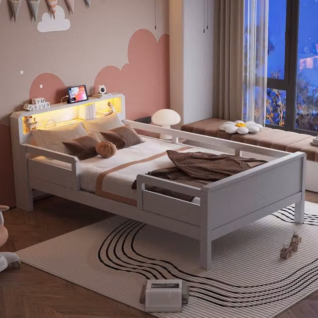 letto in legno bianco 90 x 200 cm