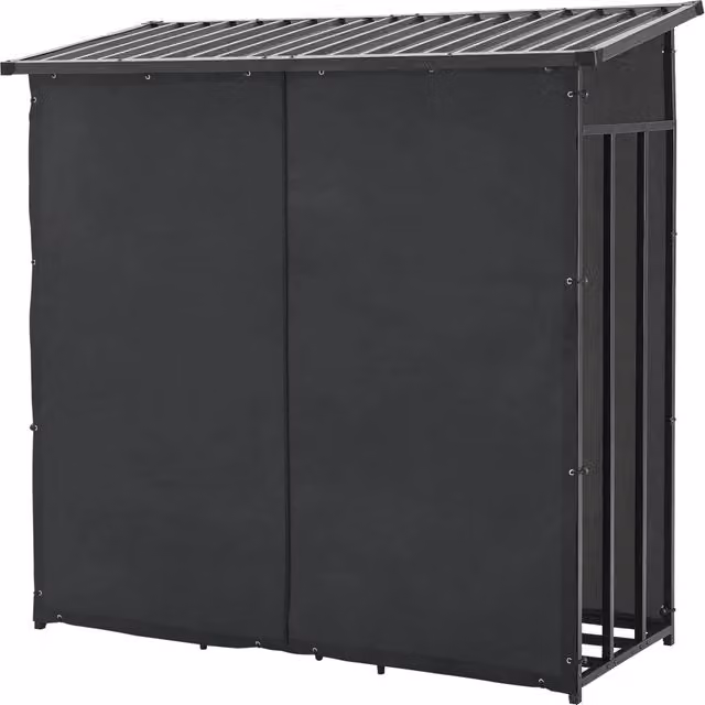 Legnaia casetta da giardino coperta con custodia protettiva 185 x 180 x 70 cm supporto legna da ardere scaffale per legna coperto in acciaio nero 03_0008839