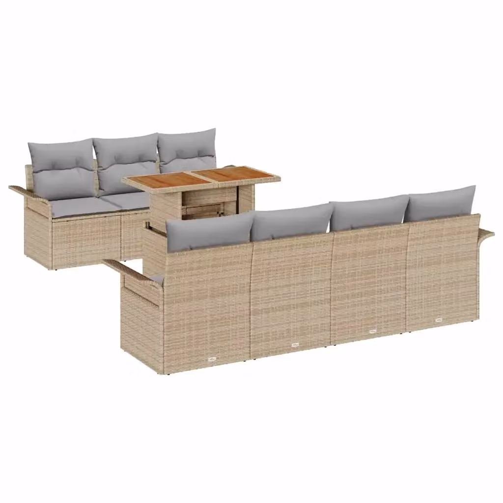 Set Divano da Giardino vidaXL 8 Pezzi Moderno con Cuscini Beige e Grigio – 2