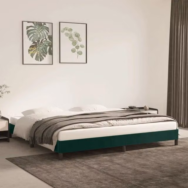 Struttura Letto Design Mania in Velluto Verde con Giroletto senza Materasso L/P: 200 x 200 cm – 1