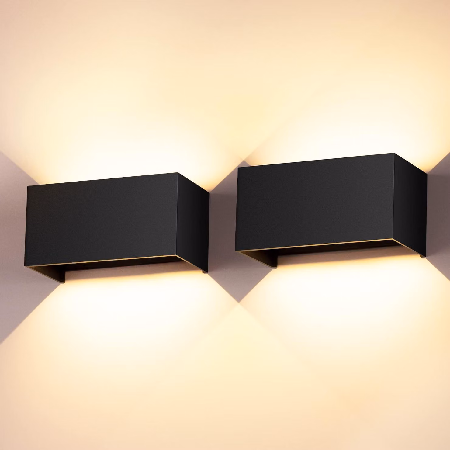 Lampada a LED da parete, set da 2, 24 W, luce bianco caldo 3000 K, grado di protezione IP65