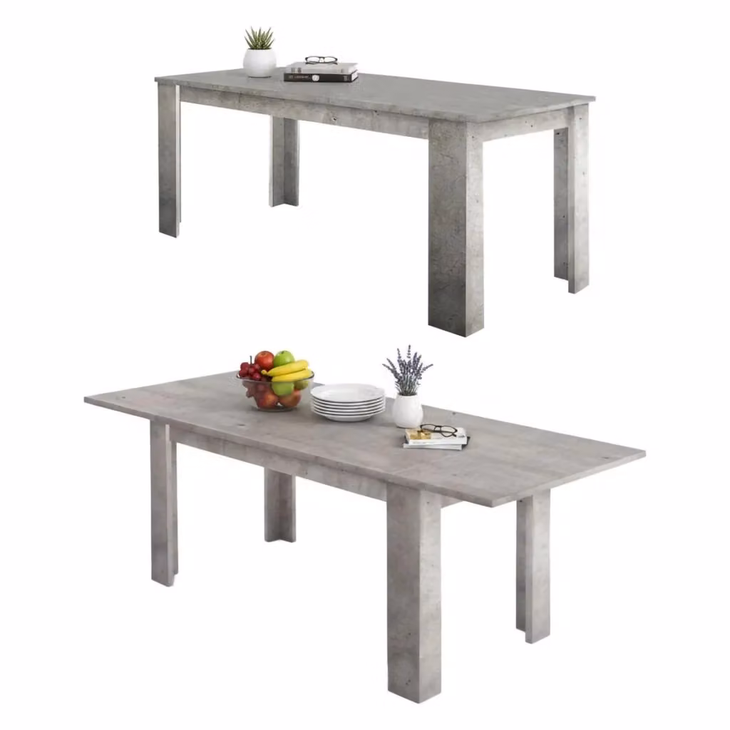 Tavolo da pranzo moderno Agenore DMORA allungabile in colore grigio cemento L/P/H: 160/210 x 90 x 75 cm – 2