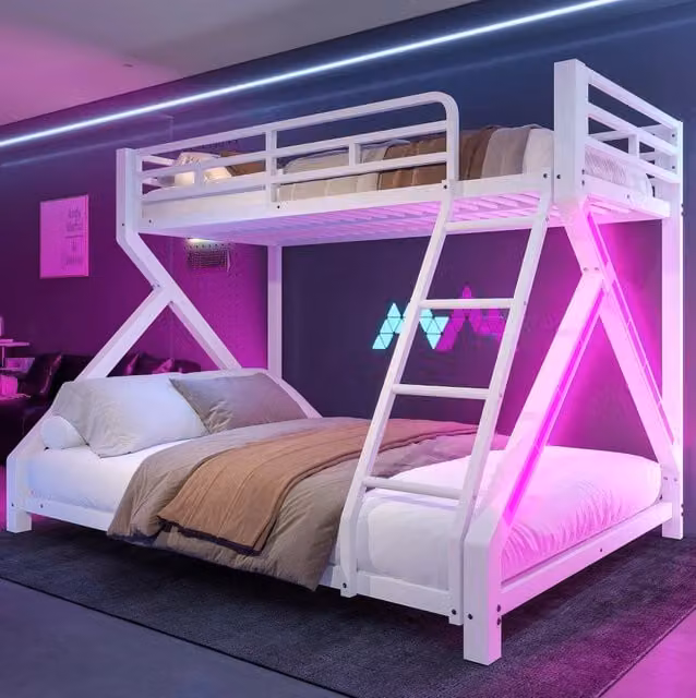 Letto a castello in metallo 90/140 x 200 cm con LED