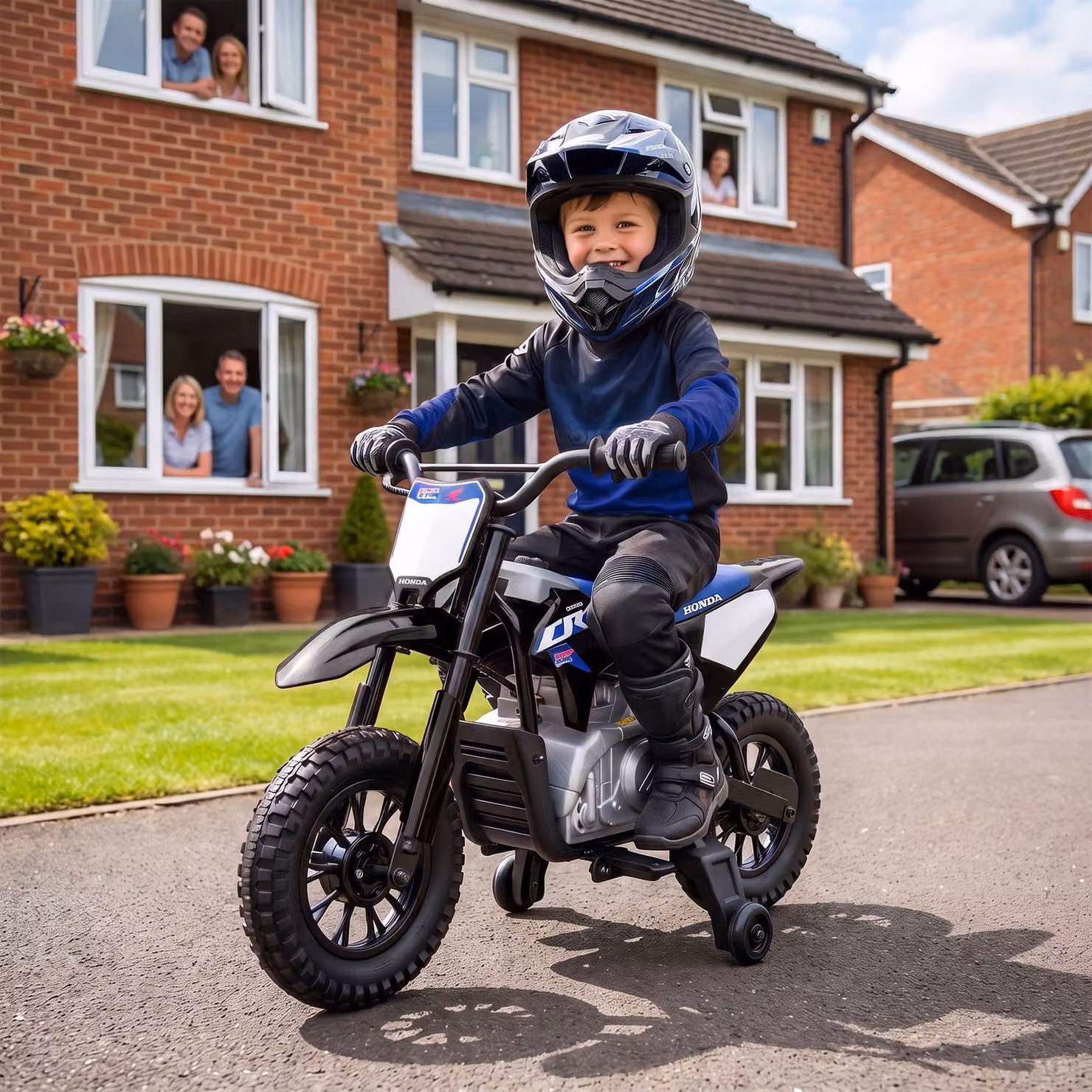 Moto elettrica per bambini AIYAPLAY HONDA CRF 450R 12V con motore 35W e sospensione posteriore, disponibile in nero e blu – 2
