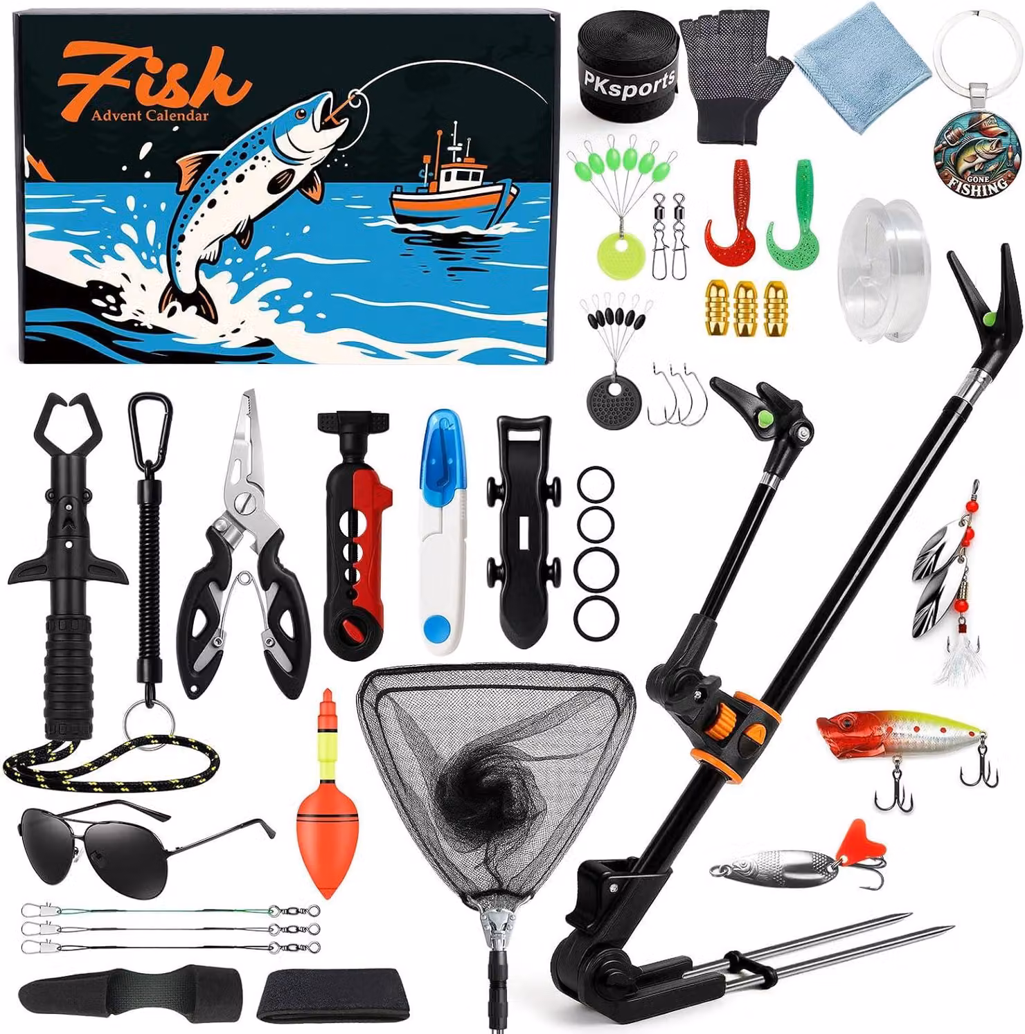 Calendario dell'Avvento per appassionati di pesca - Uomo - 24 giorni - Set completo di accessori da pesca di alta qualità per uomini e ragazzi