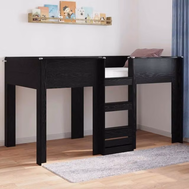 Letto a Castello per Bambini Rovere Nero 90 x 190 cm 3410476