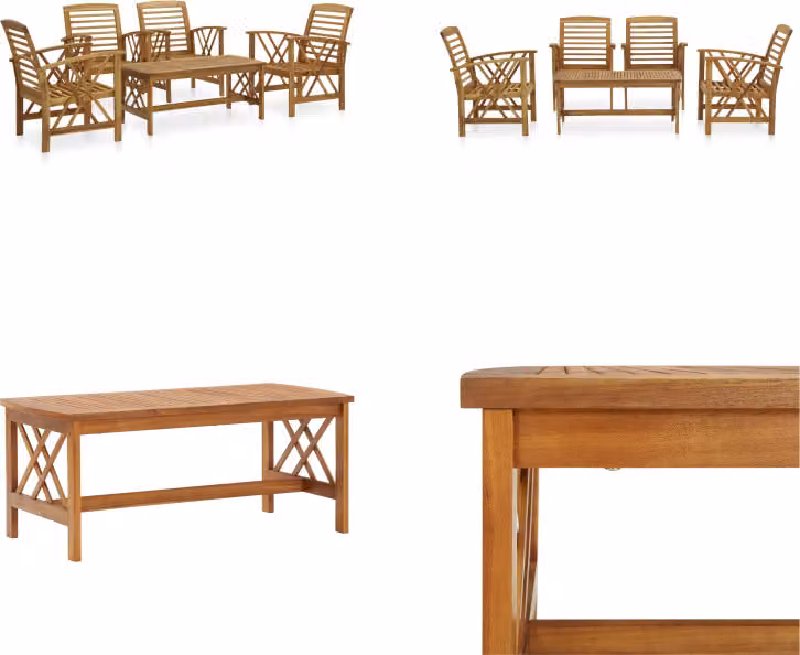 vidaXL set salotto da giardino 5 pezzi in legno massiccio di acacia - Set salotto da giardino - Set salotto da giardino - Mobili da giardino - Set di mobili da giardino