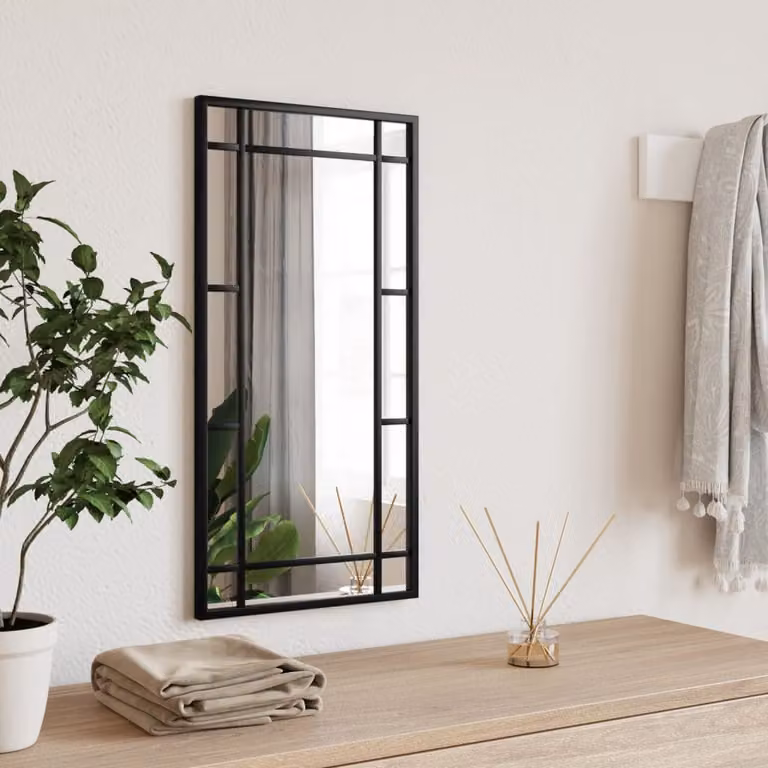 Specchio da parete rettangolare vidaXL in metallo e vetro nero L: 60 cm, H: 30 cm