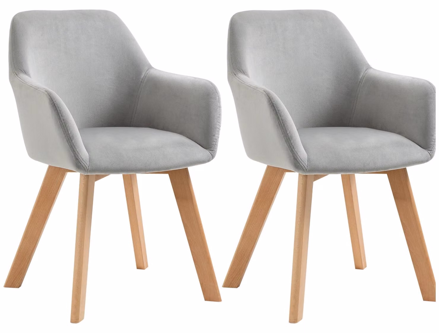 Set di 2 sedie da pranzo grigie, con gambe in legno e design ergonomico