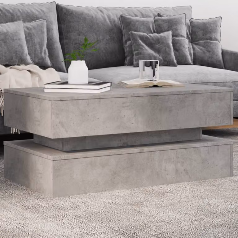 vidaXL Tavolino da Soggiorno Moderno in Composito Grigio L: 90 cm, P: 50 cm, H: 40 cm