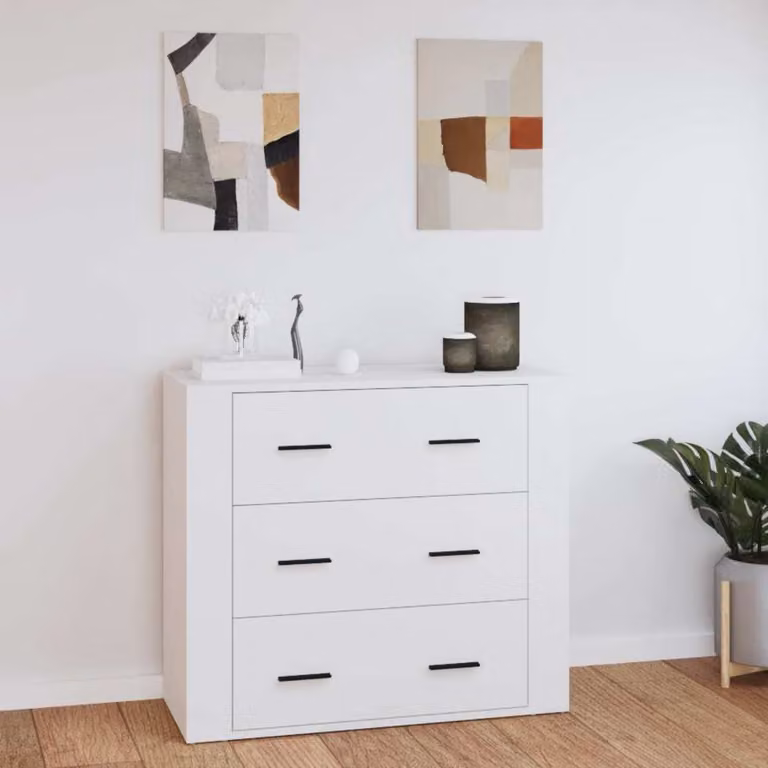 vidaXL Credenza Bianca Moderna in Legno Multistrato L: 80 cm, P: 33 cm, H: 70 cm