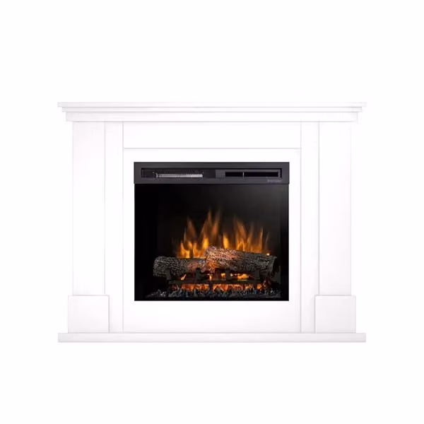 Camino Elettrico Riscaldante Autoportante con LED LUENA, Bianco lucido, L 110 x P 89.7 x H 30 cm – 2