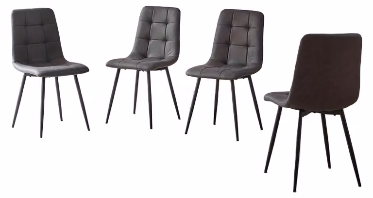 Sedia da pranzo – Set di 4 – Velluto grigio scuro – Piedini regolabili