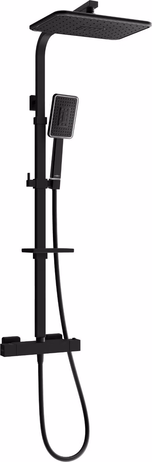 Mexen CQ54 set doccia esterno con soffione e rubinetto termostatico, nero/cromo - 772505495-71