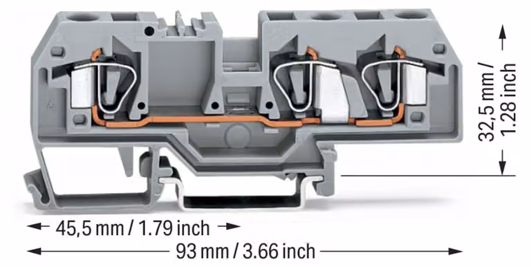 Morsetto passante grigio 0,2-6qmm - Morsetto di alimentazione 8mm 41A 282-681