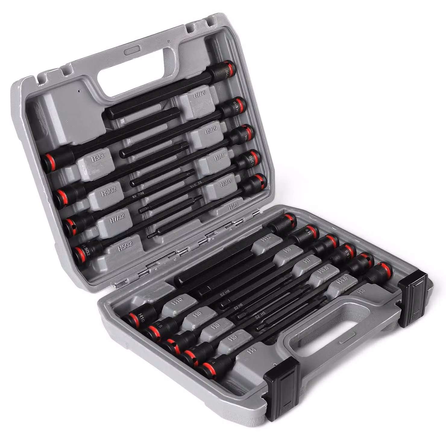 Inovra - Set di chiavi a bussola doppie, 20 pezzi, esagono interno da 3/8 di pollice, set di chiavi a bussola esagonali lunghe da 150 mm, set di adattatori per cacciaviti, metrico (3-12 mm), SAE (1/8in-7/16in)