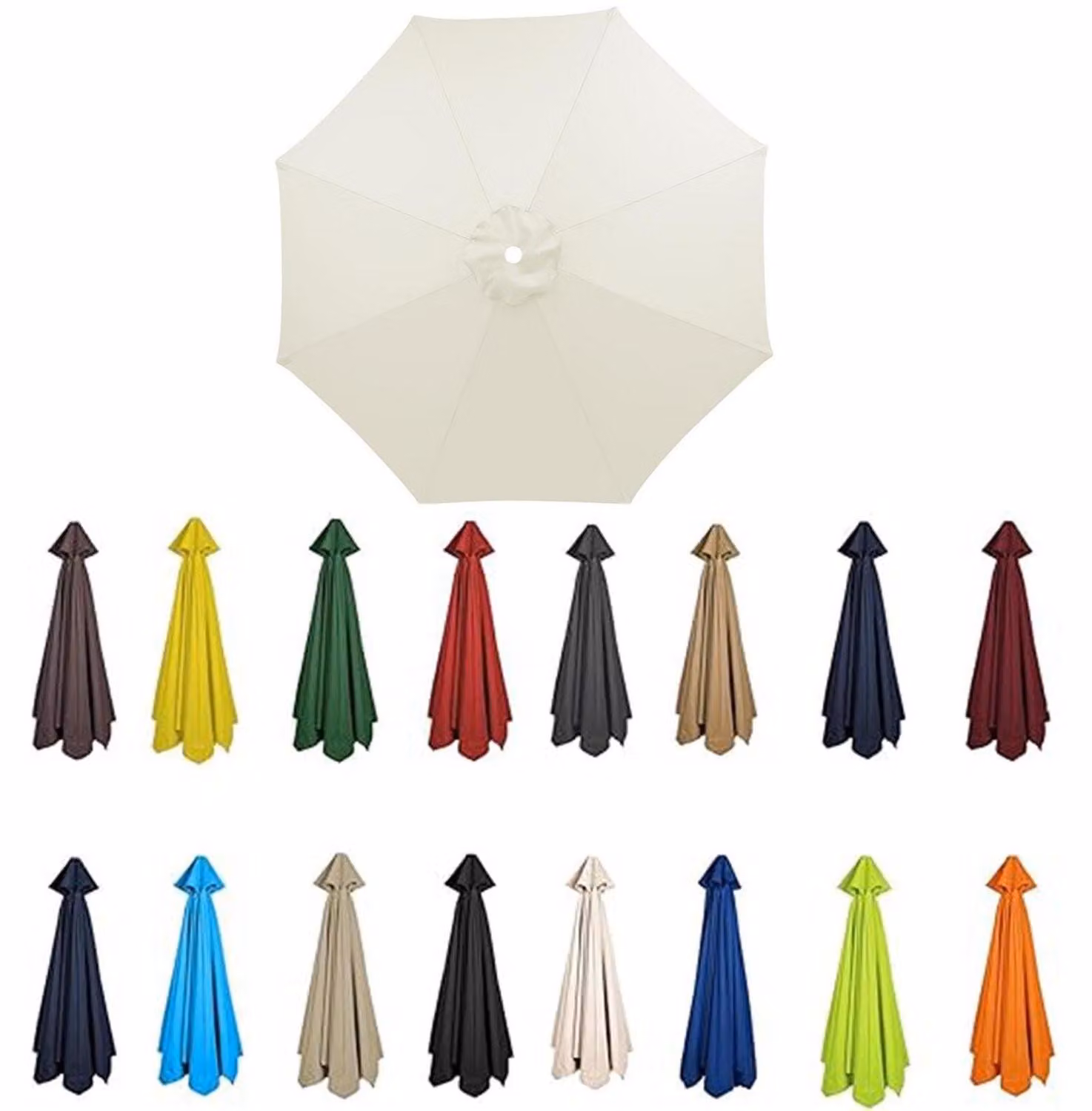 Copertura di ricambio per ombrellone, dimensioni da 3,5 metri a 2 metri, con 6/8 stecche, colore crema, protezione UV 50