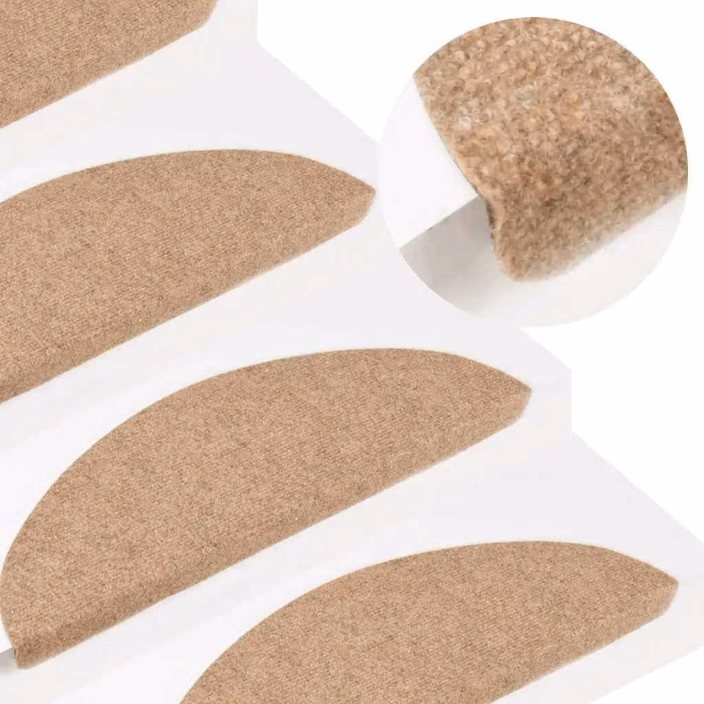 vidaXL Tappetini Autoadesivi per Scale, Set da 20 Pezzi, Beige, L 56 x P 17 x H 3,5 cm