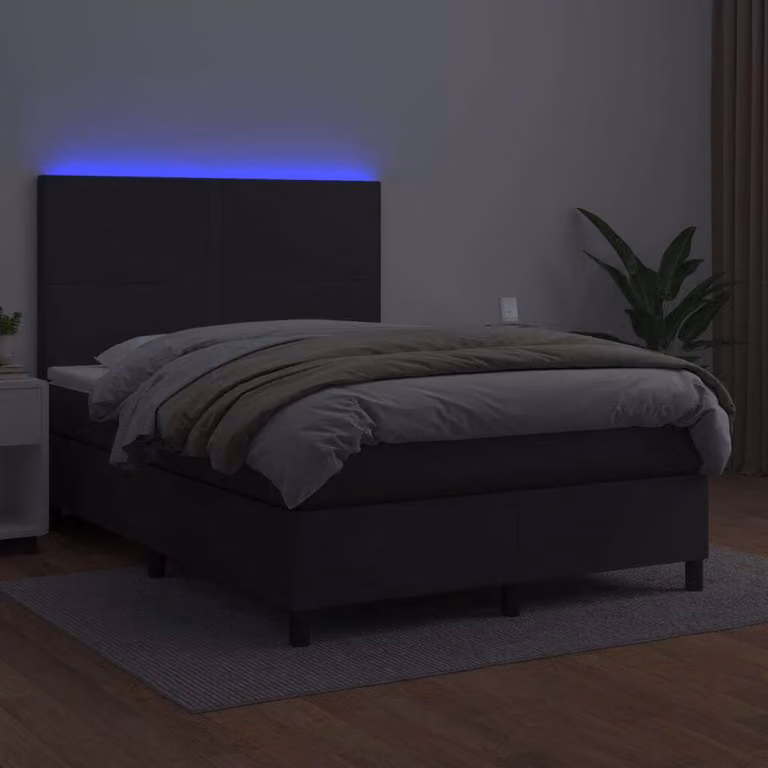 Maison Exclusive - Giroletto a Molle con Materasso e LED Nero 140x200cm Pelle finta