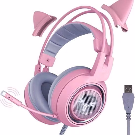Cuffie con Microfono Rosa con Connessione USB-C per PC, PlayStation e Mobile