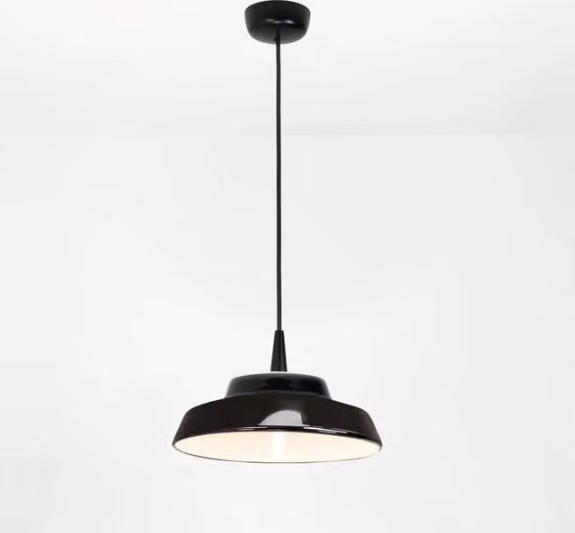 Zafferano Circus Black Lampada a sospensione LED con diffusore in ceramica bianca, design moderno, luce calda 2700K, diametro: 24 cm
