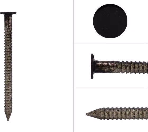 Chiodi ad anello in acciaio inox nero A4 a testa piatta per rivestimenti 2,9 x 40 mm - 500 grammi