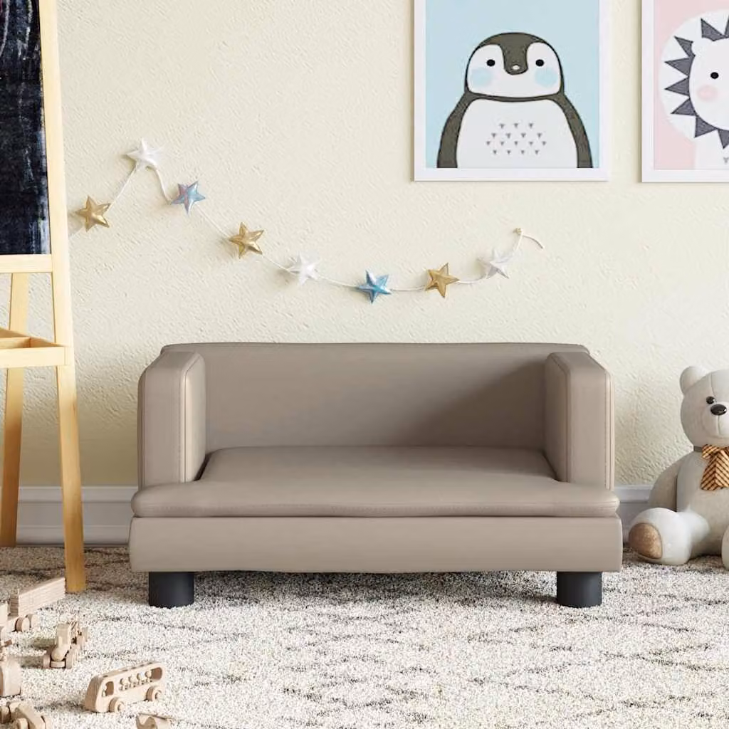 vidaXL Divano per Bambini in Similpelle Beige e Marrone L/P/H: 60 x 40 x 30 cm
